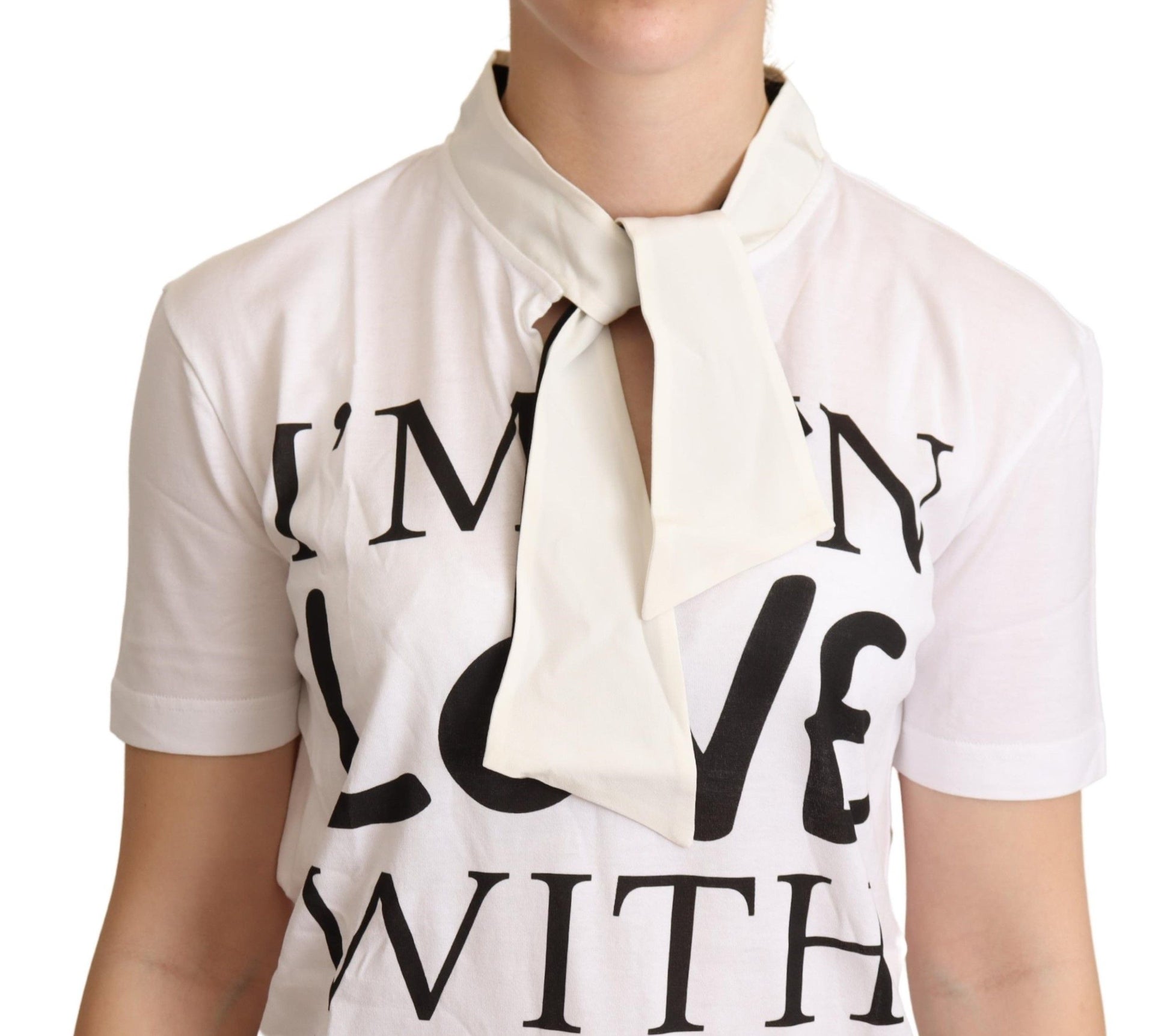 White shirt with "I love you" written on front