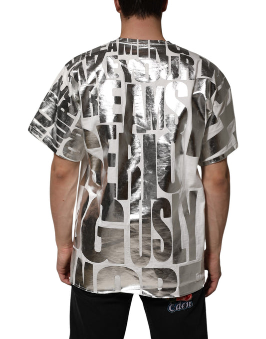 The back of a man's shirt with words printed on it