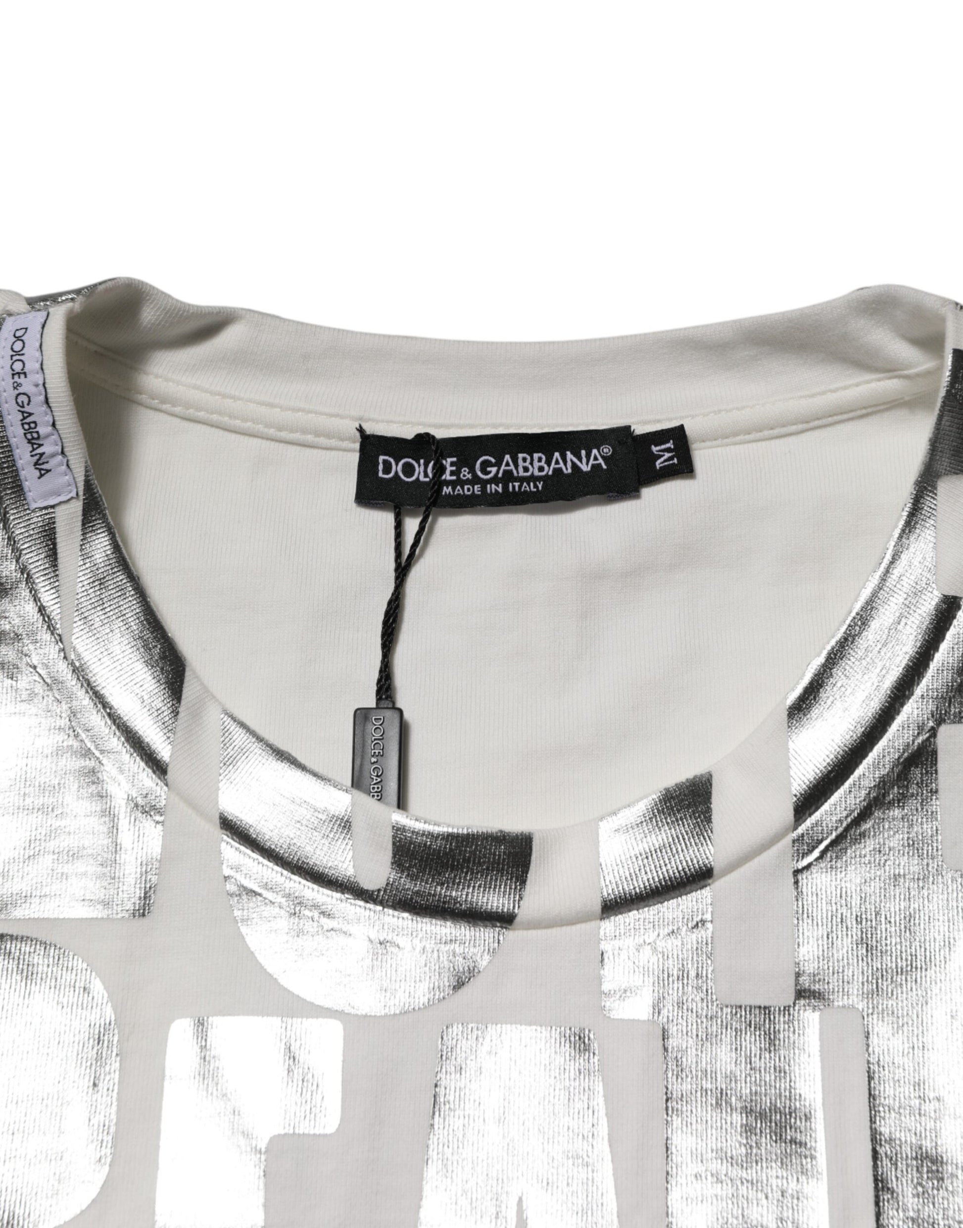White long sleeve shirt with silver patterned design