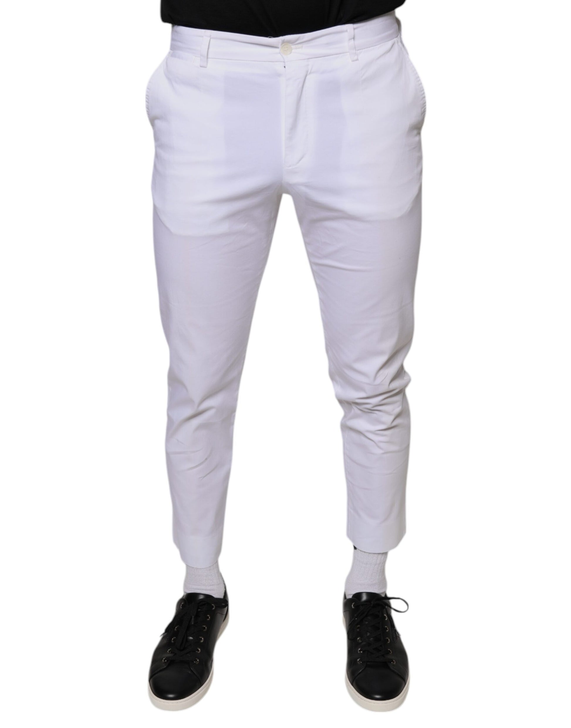 A pair of white cotton skinny dress pants from Dolce & Gabbana