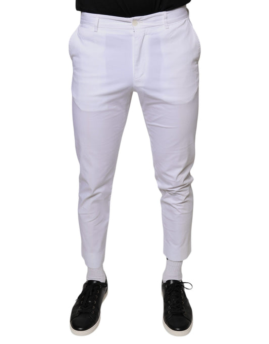 A pair of white cotton skinny dress pants from Dolce & Gabbana