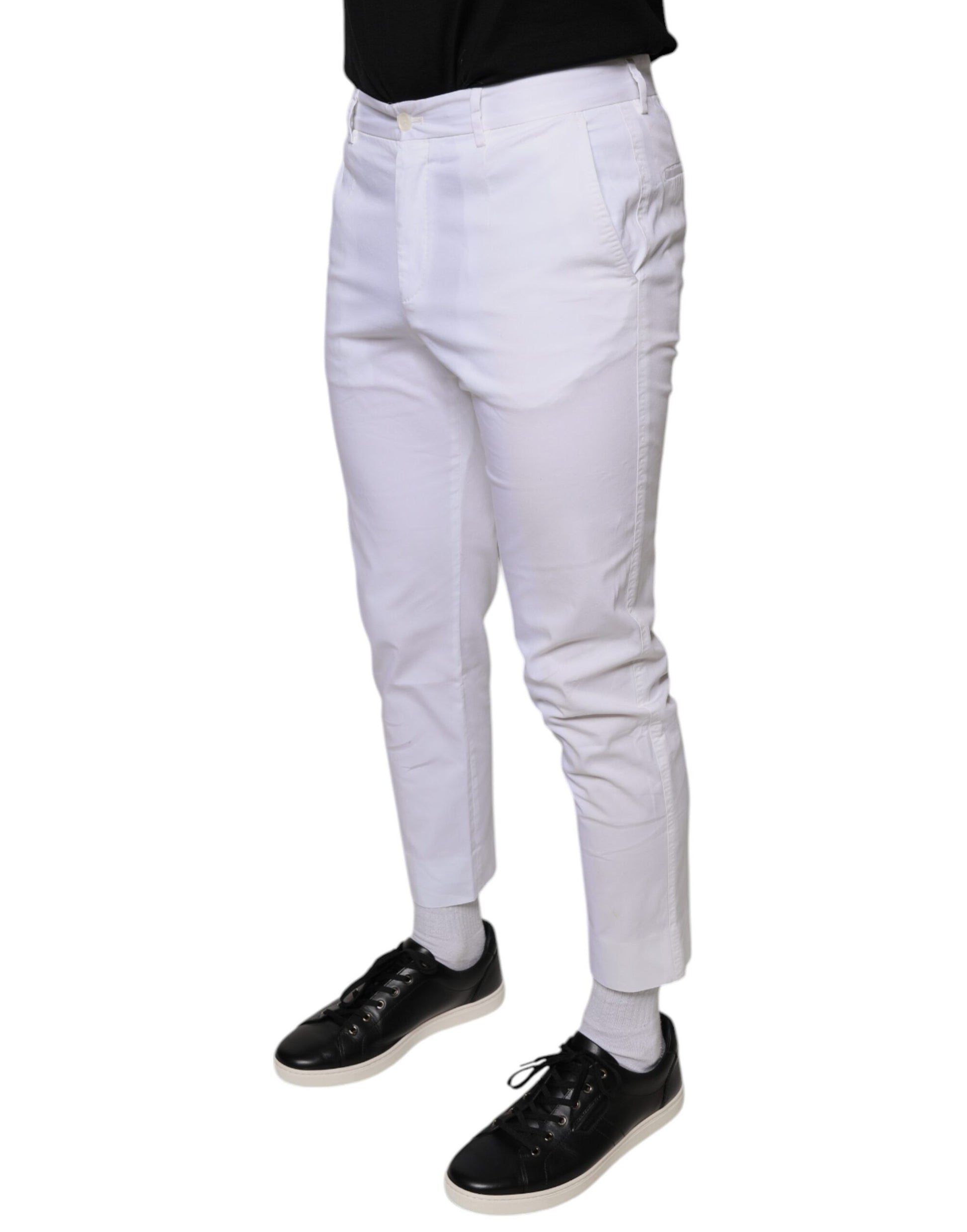 A pair of white cotton skinny dress pants from Dolce & Gabbana