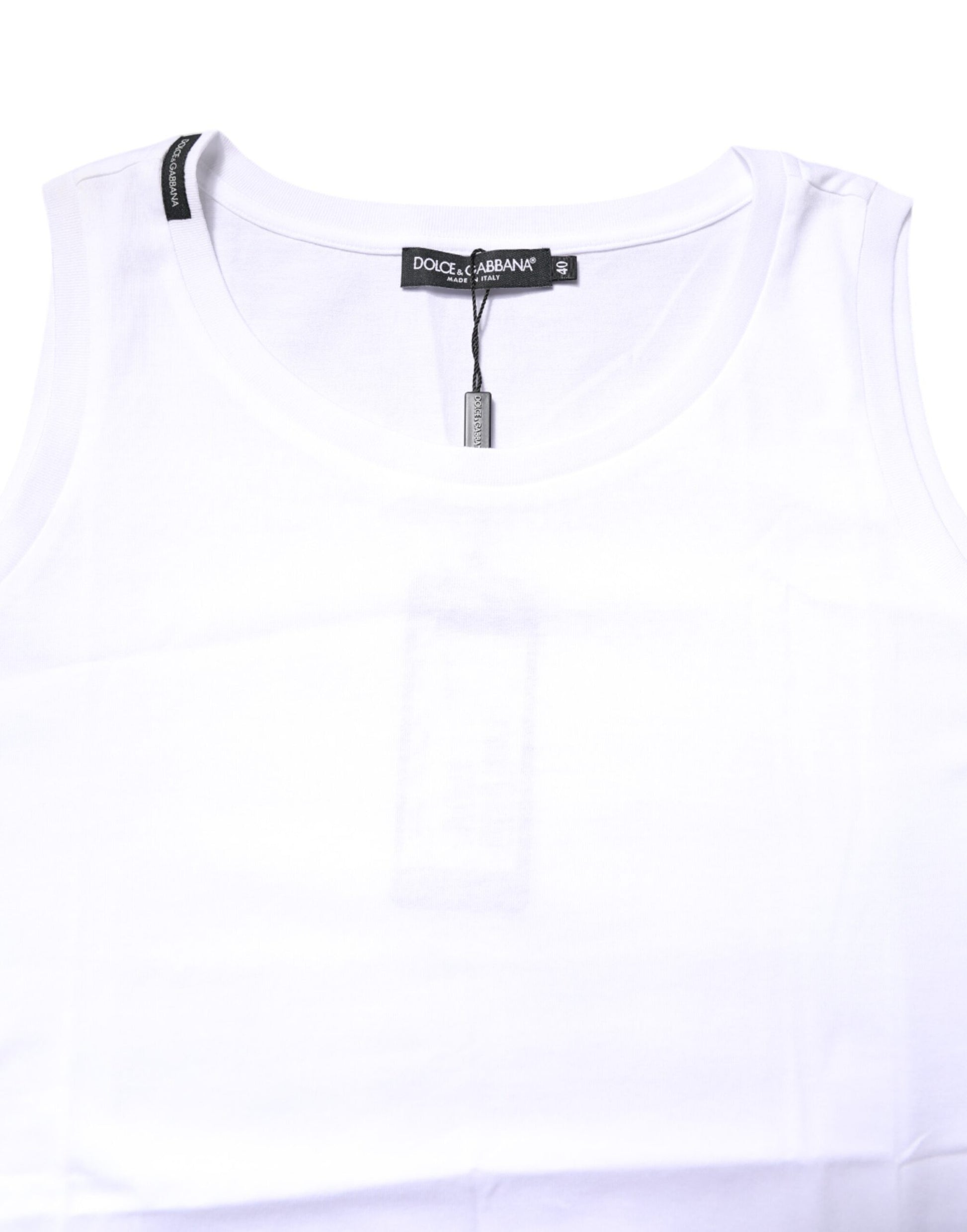 White tank top with tag on neckline
