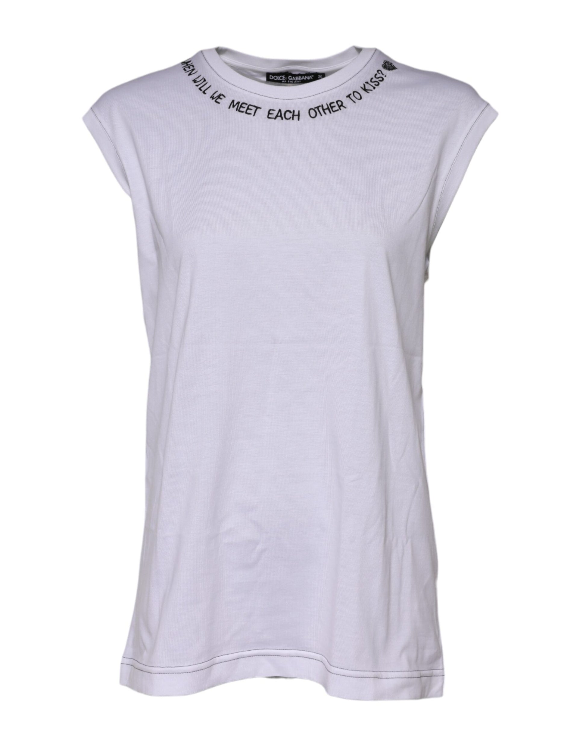 Short sleeve white t-shirt with inspirational quote on neckline