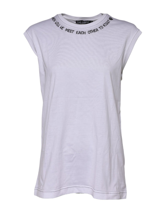 Short sleeve white t-shirt with inspirational quote on neckline