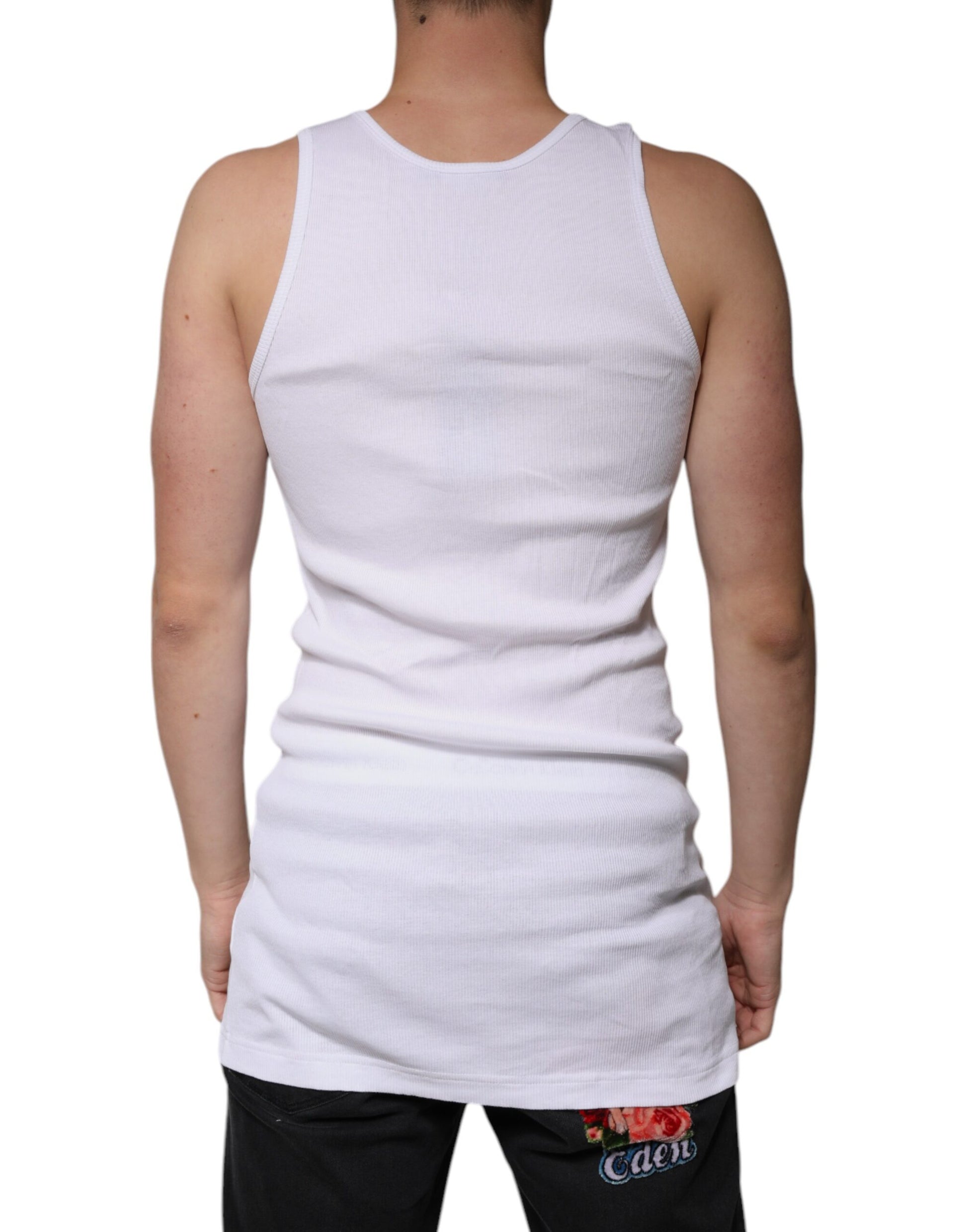 White tank top on a person's back