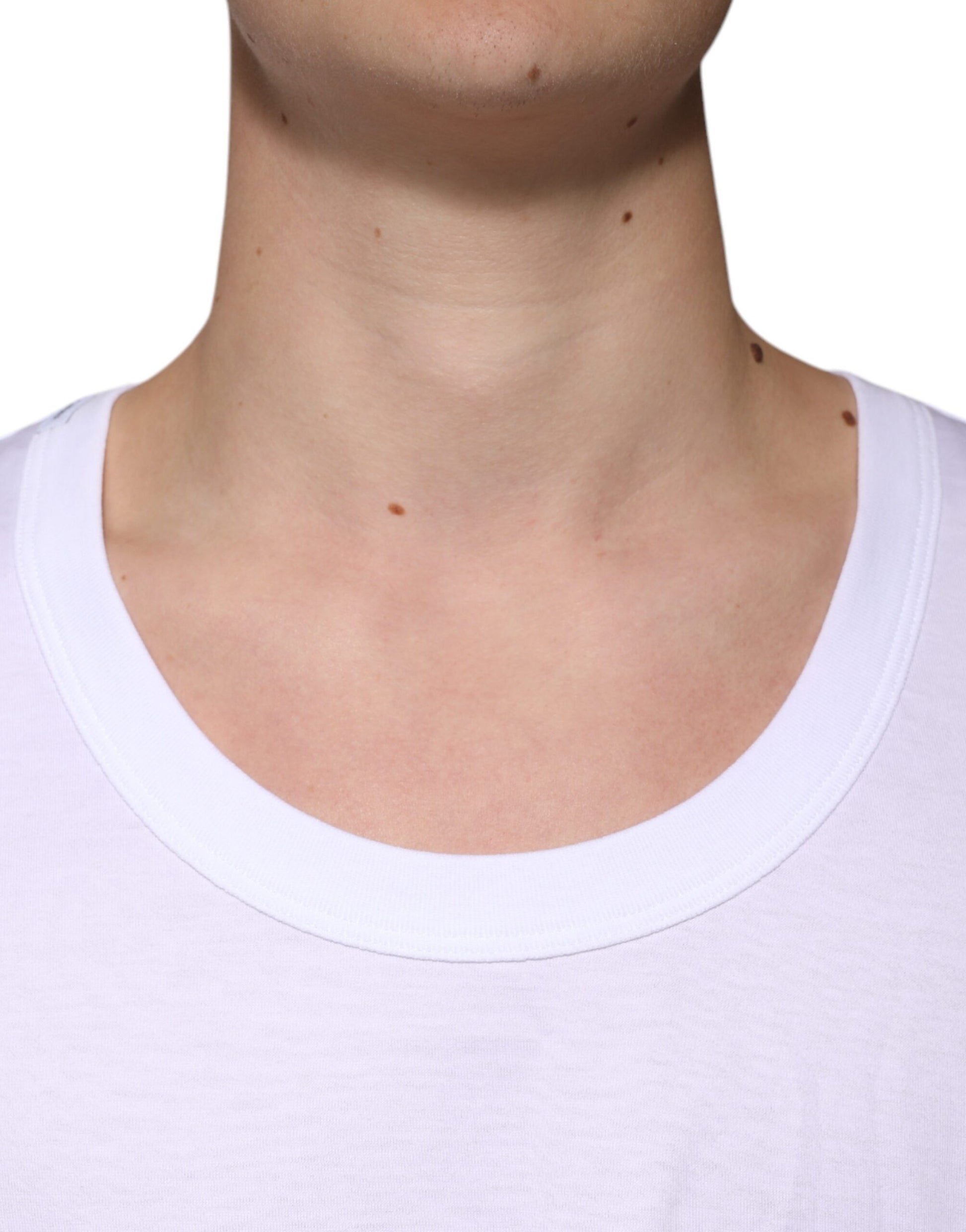 White tank top on man's neck