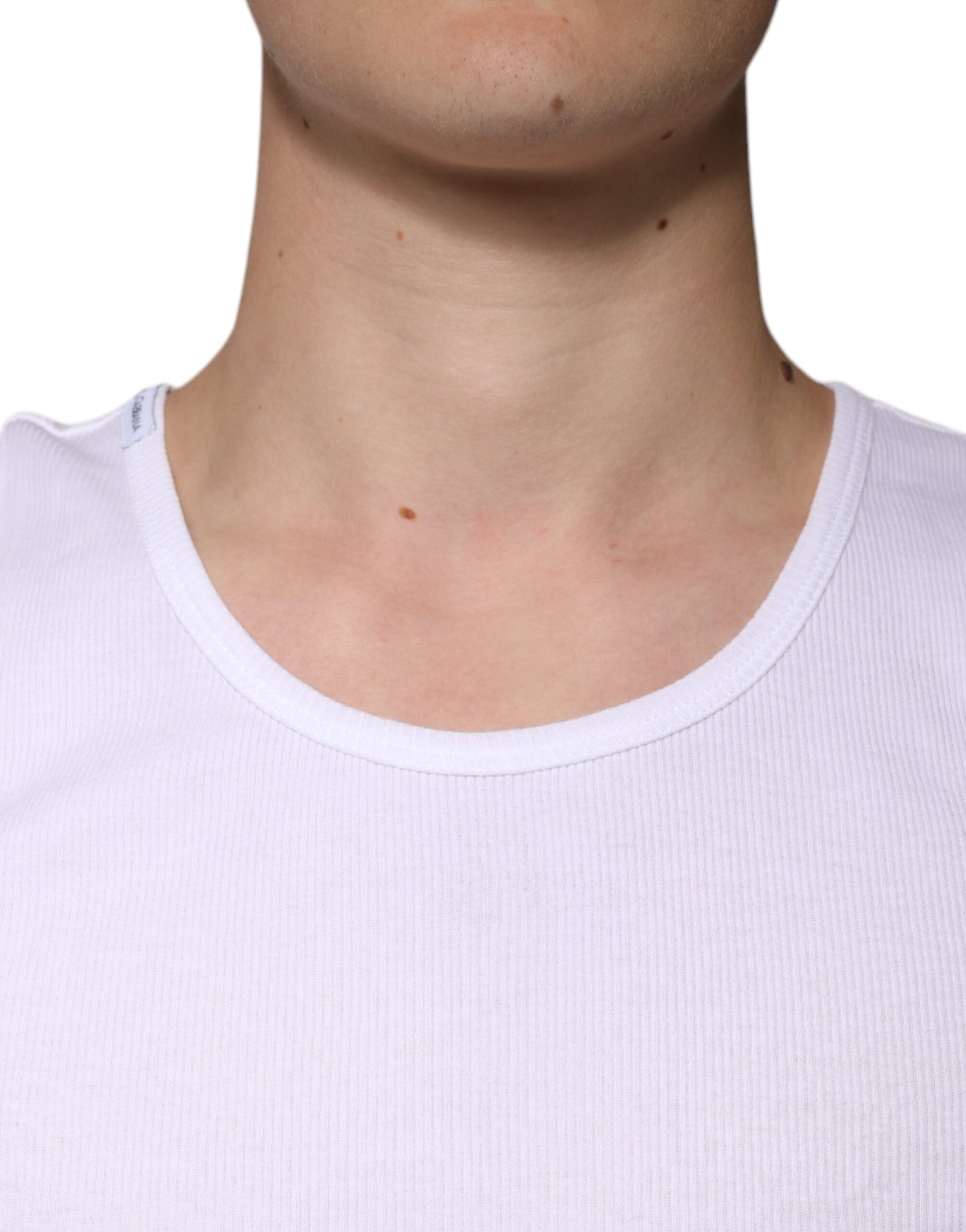 White t-shirt on a man's neck