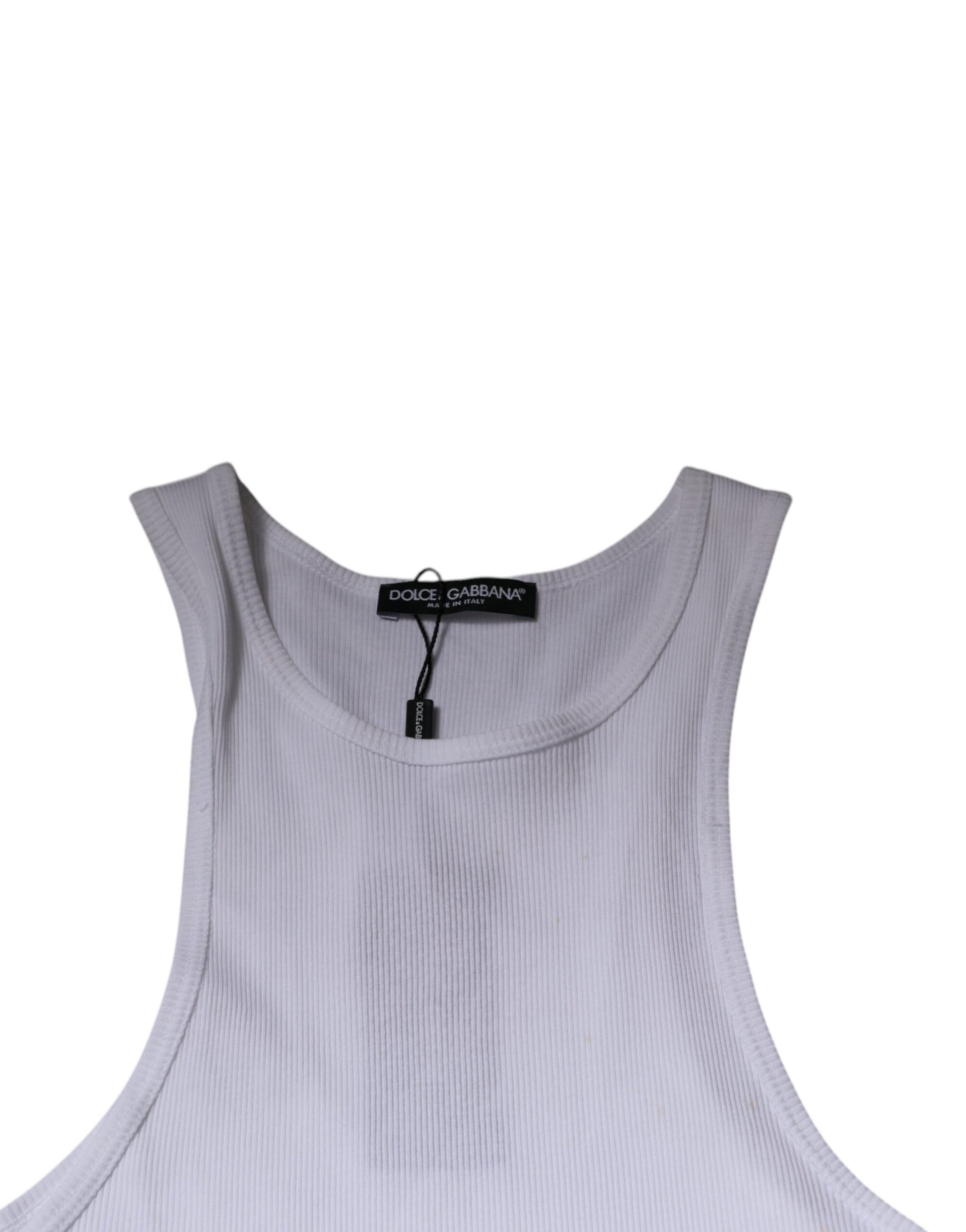 Grey cotton tank top with black label