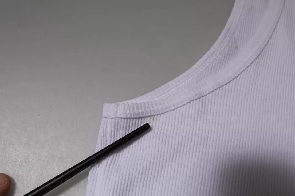 White cotton t-shirt with black stitching
