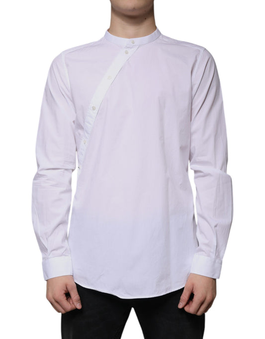 A long-sleeved, slim fit dress shirt in white cotton