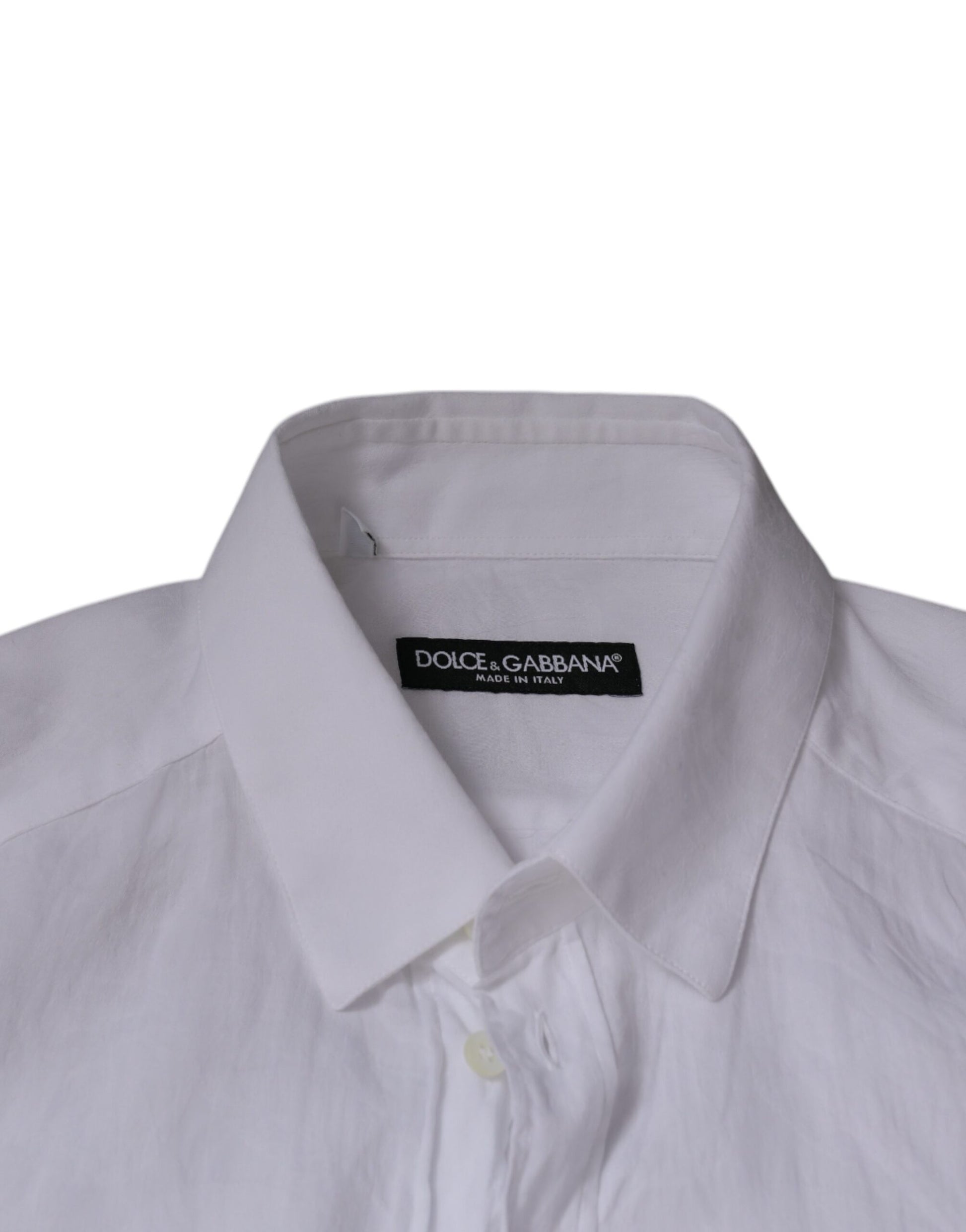 A white cotton slim fit men's formal dress shirt by Dolce & Gabbana