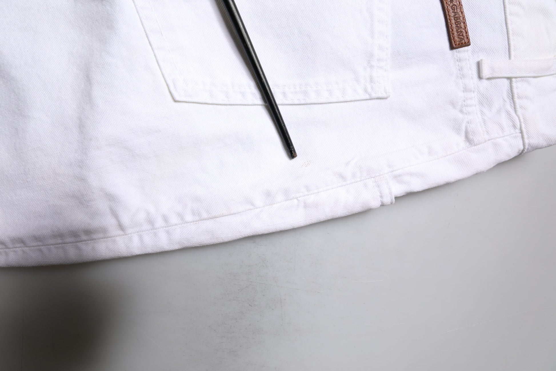 White shorts with black zipper