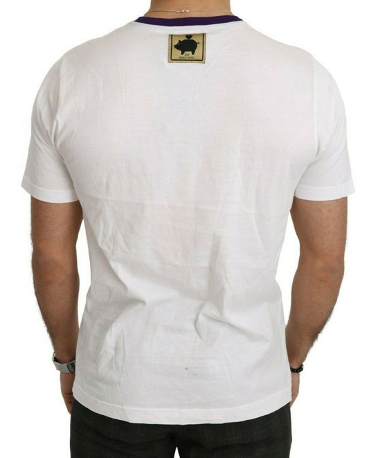 White cotton top with pig logo on back