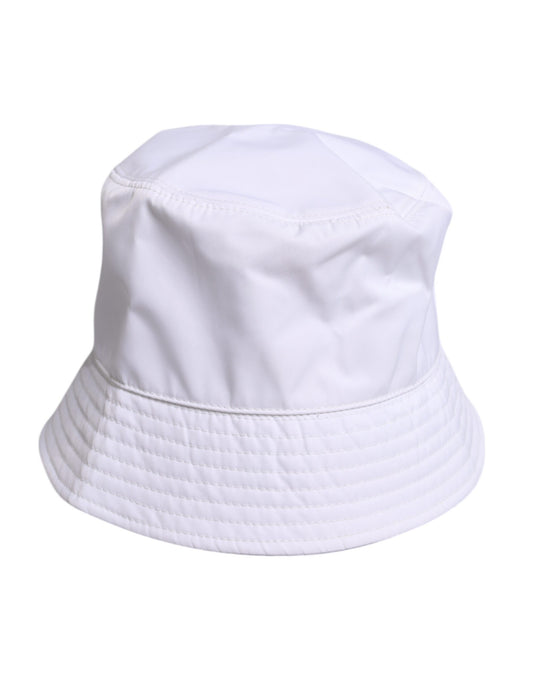 White bucket hat with adjustable strap