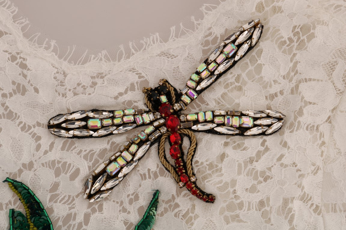 Decorative dragonfly embroidery on fabric