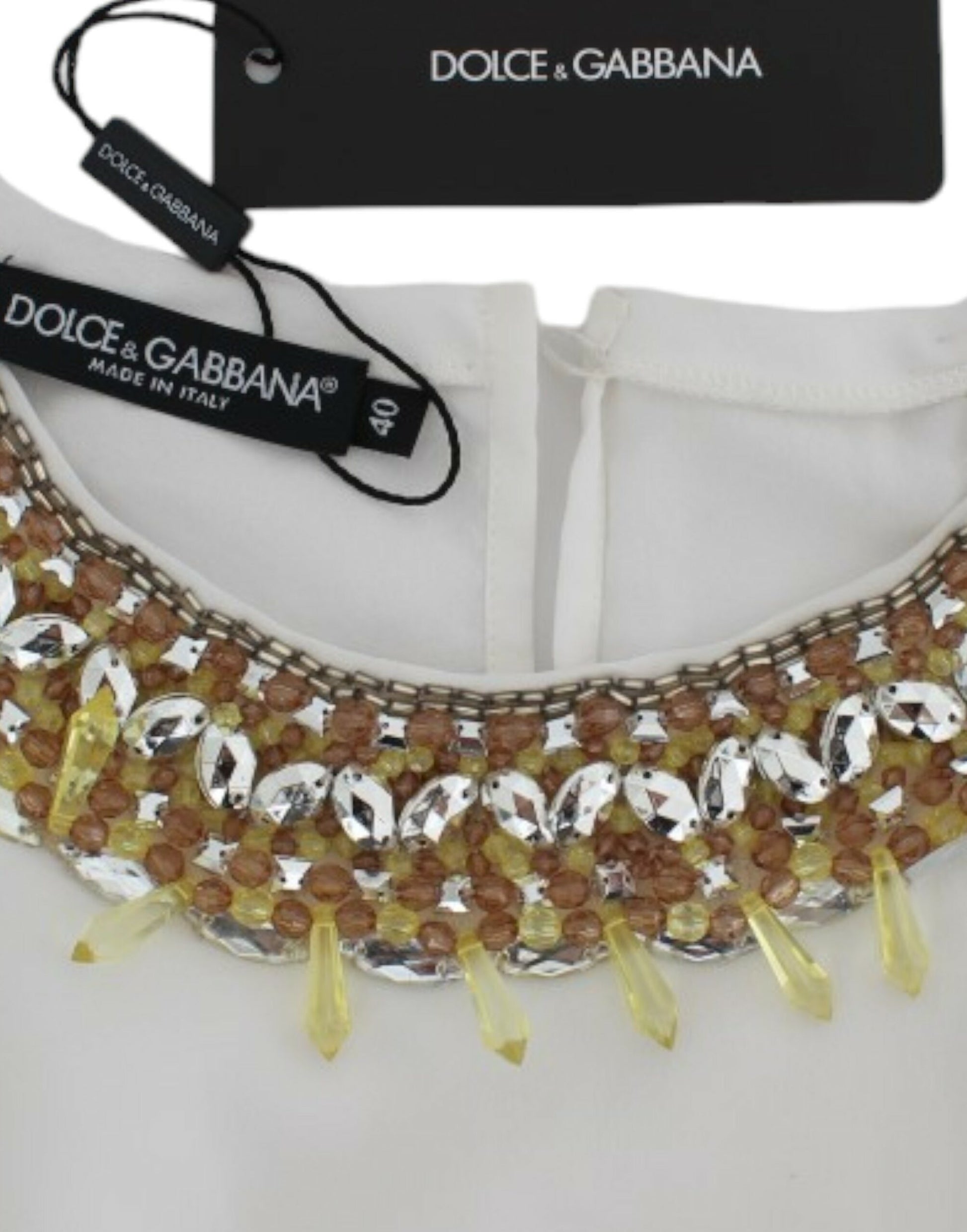 Necklace with yellow stones on a white background
