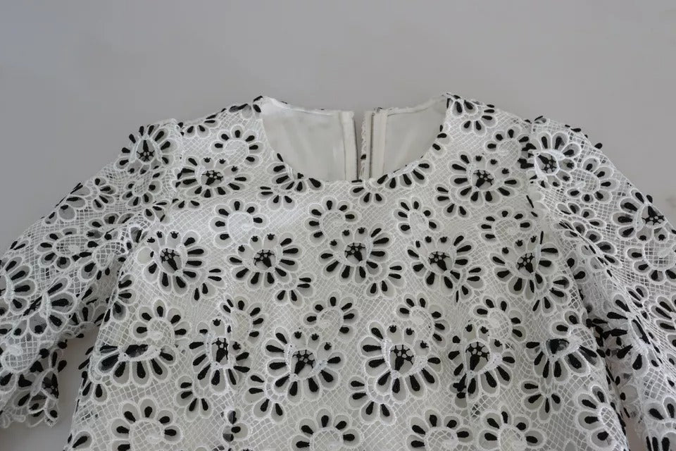 White cutout design polyester midi dress by Dolce & Gabbana