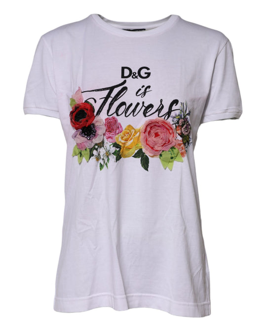 White t-shirt with floral print on front