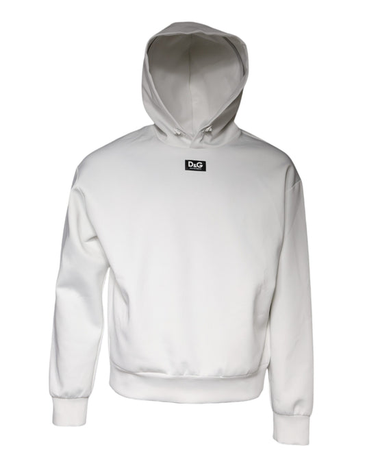 White hoodie with black stripes on sleeves