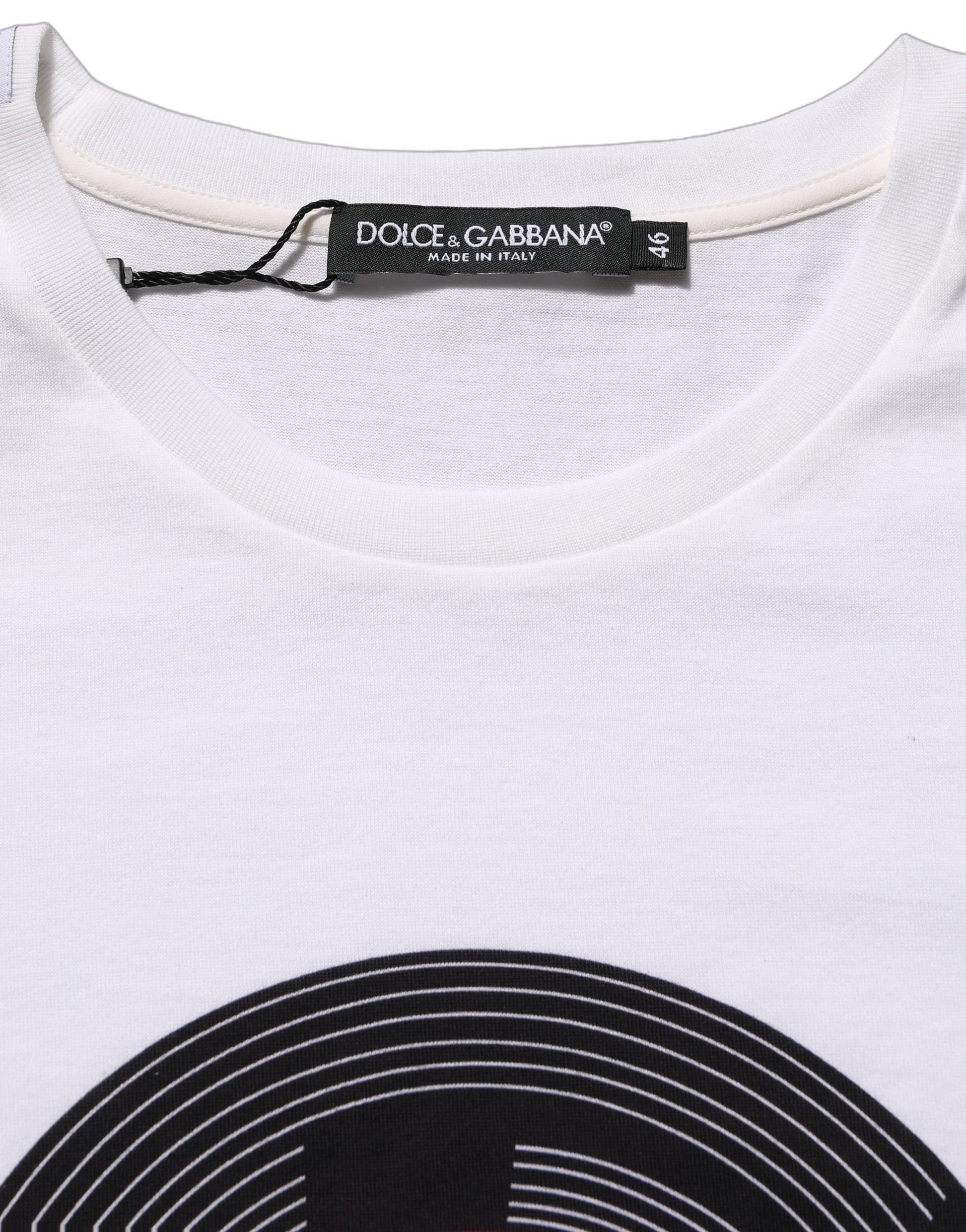 A white t-shirt with a print of the Dolce & Gabbana logo and the words "WE LOVE JAPAN"