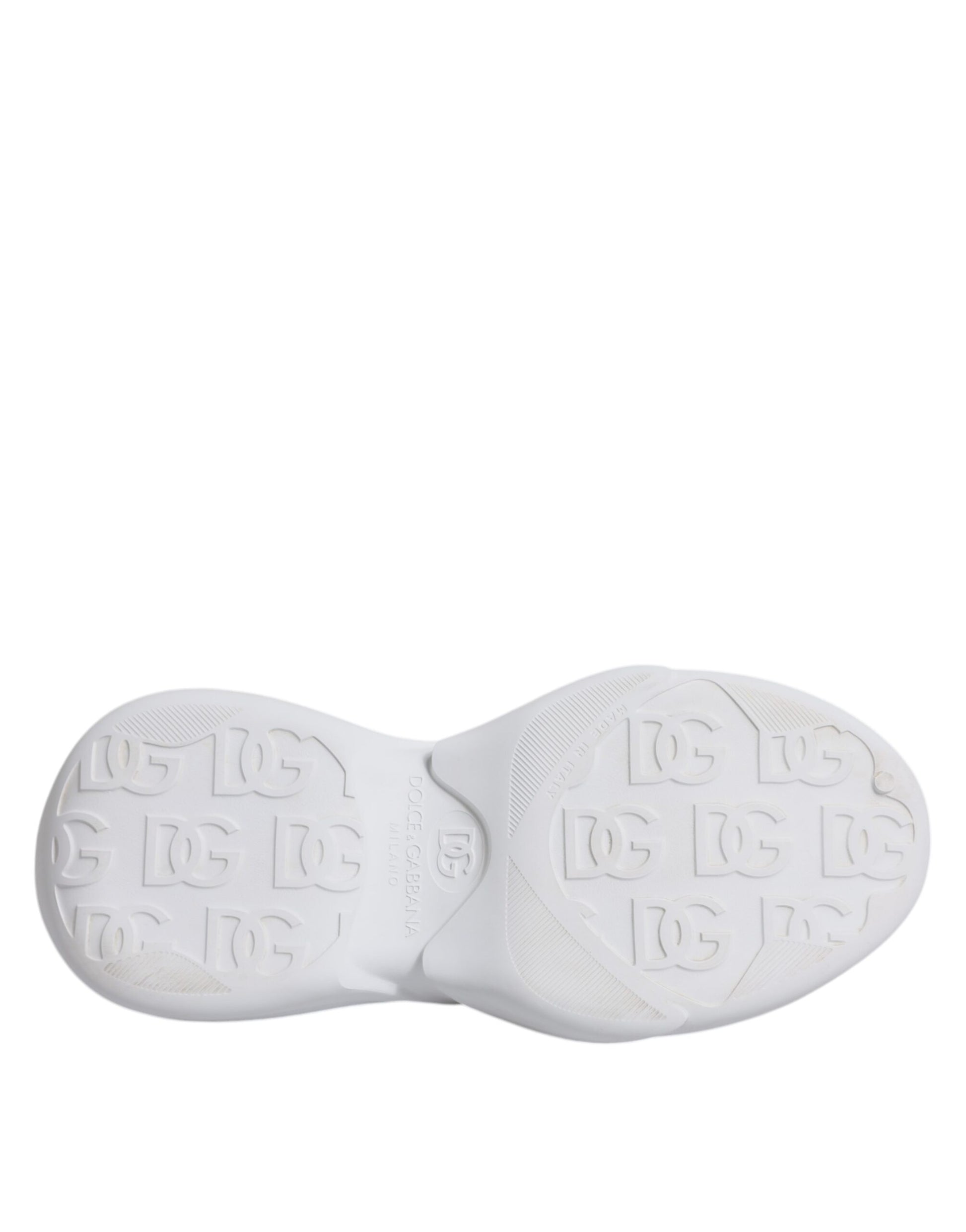 White shoe sole with textured pattern and logo