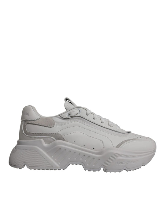 Grey sneaker with white sole
