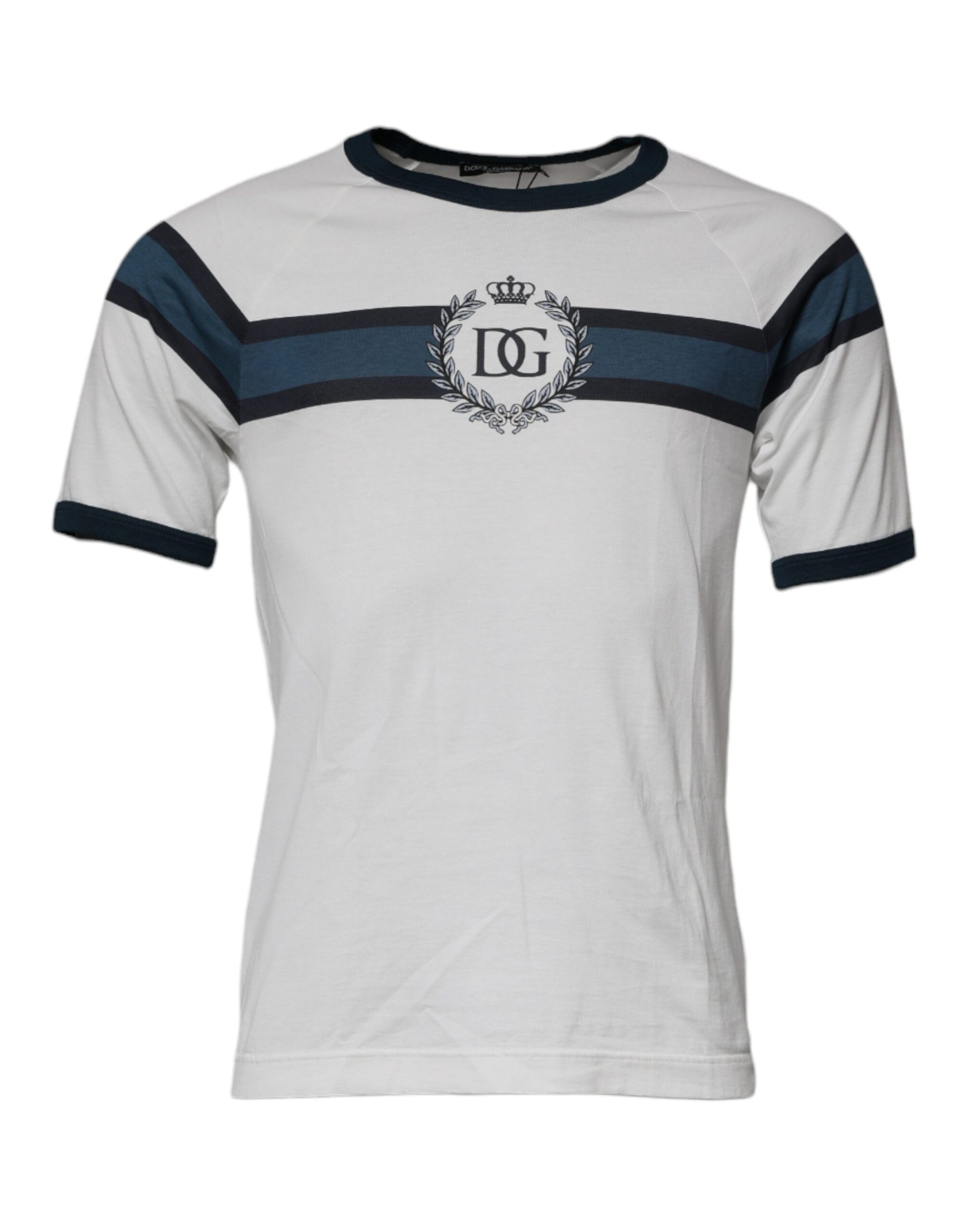 Short sleeved shirt with stripes and a crest on the front