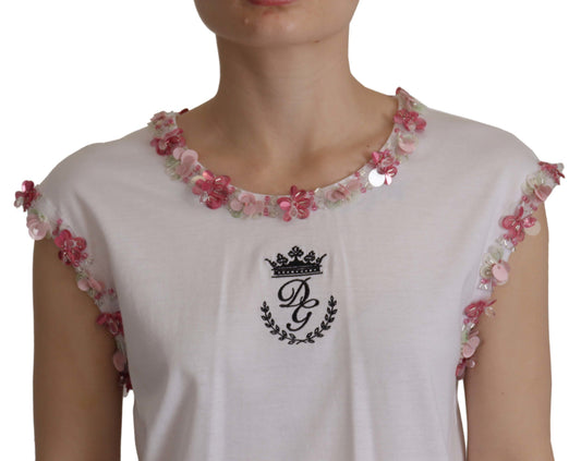 White shirt with floral embroidery on neckline