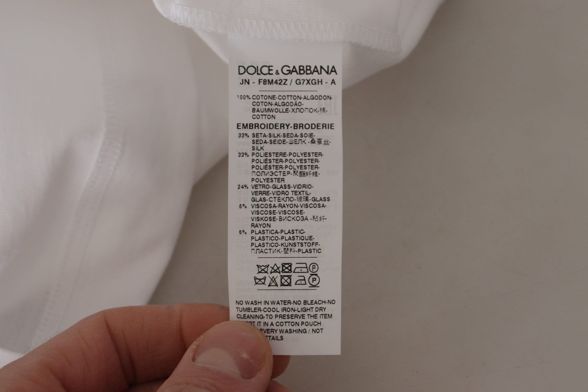 Tag on a piece of clothing