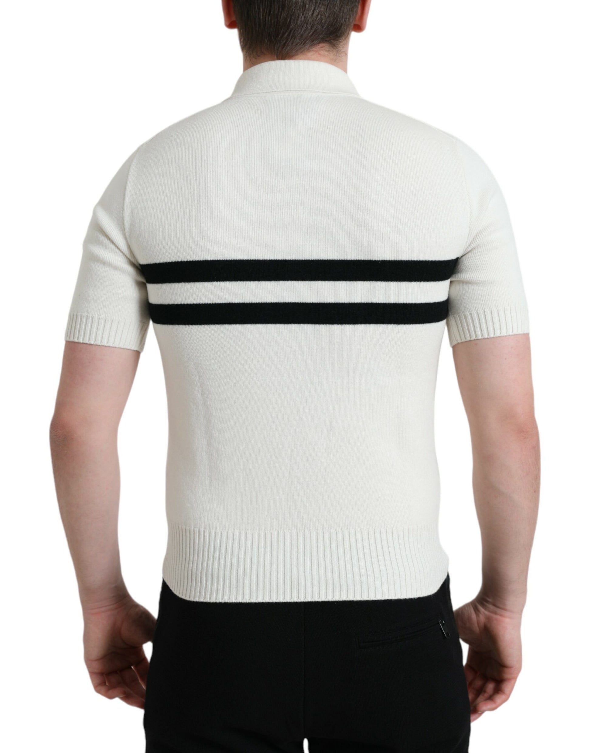 Knit sweater with horizontal stripes on back