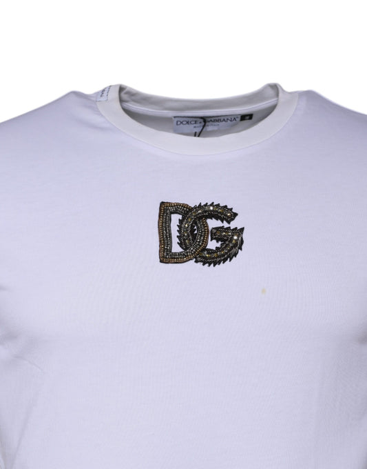 White t-shirt with embroidered logo on front