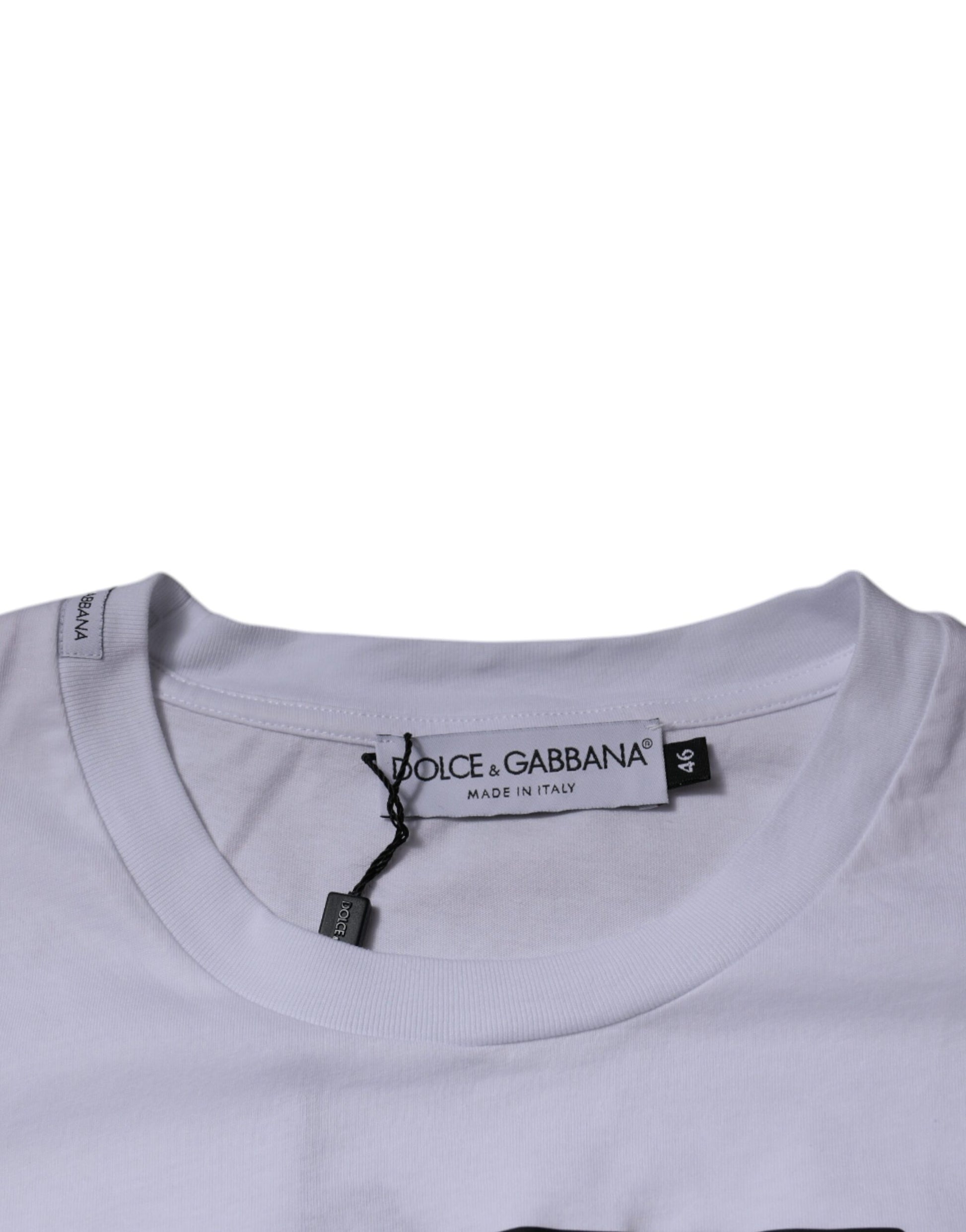 White t-shirt on hanger with tag