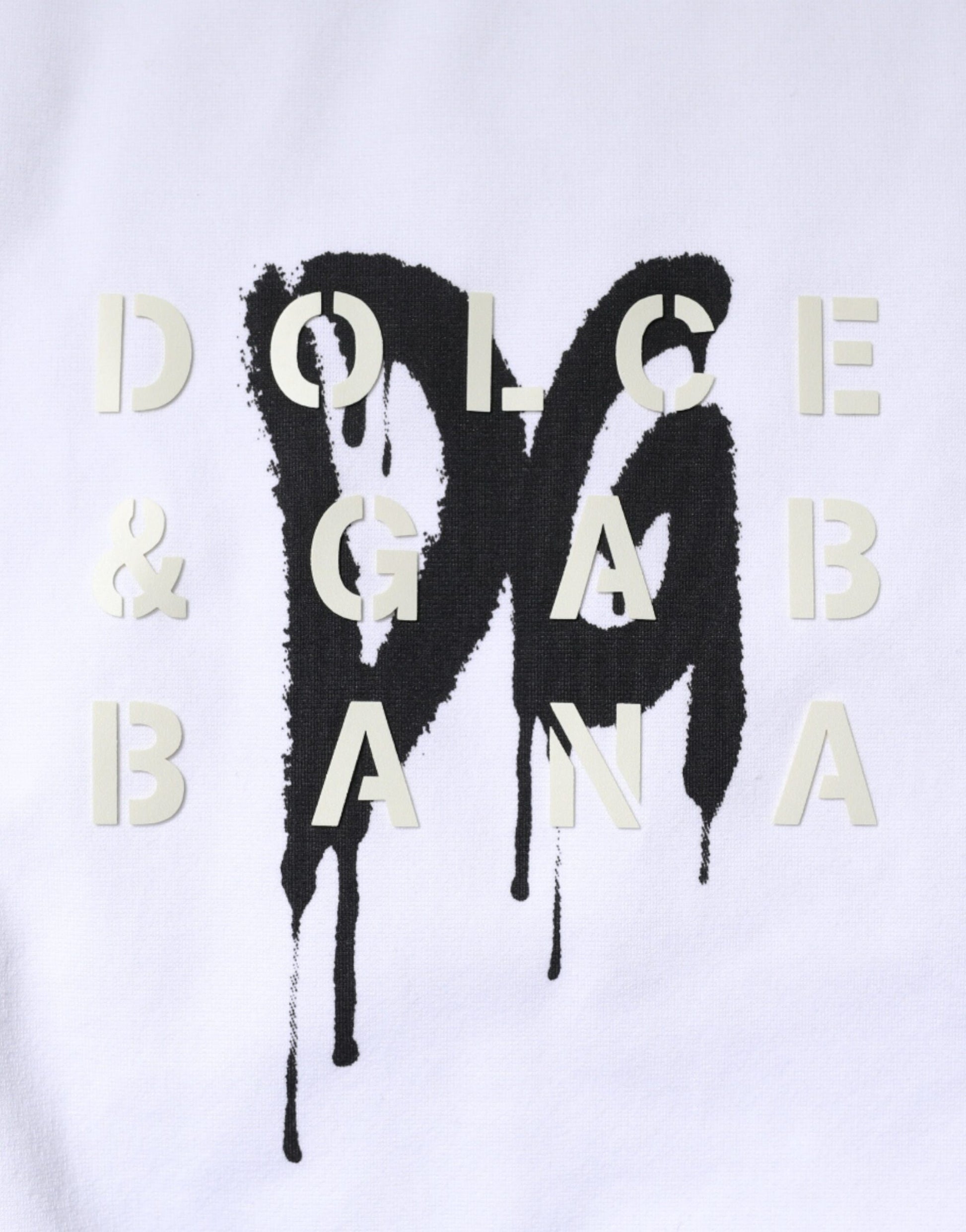 White t-shirt with black graphic design