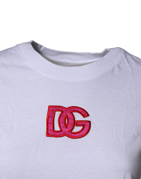 White t-shirt with red logo