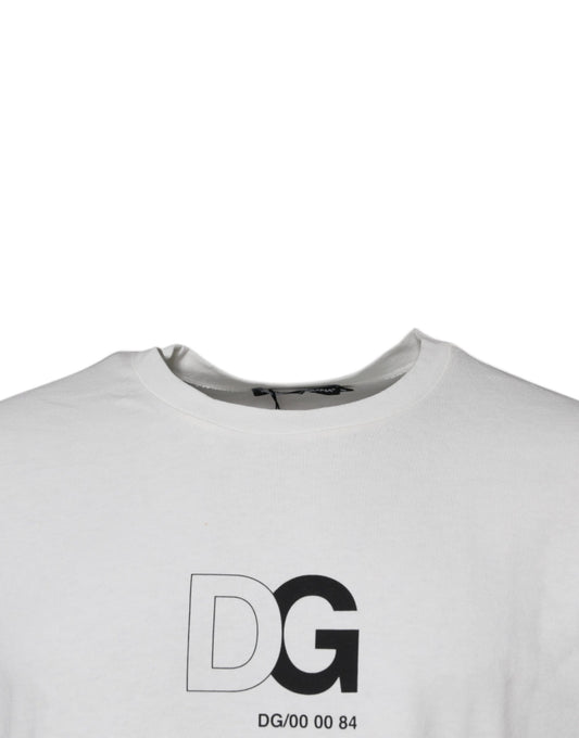 White t-shirt with black lettering on front