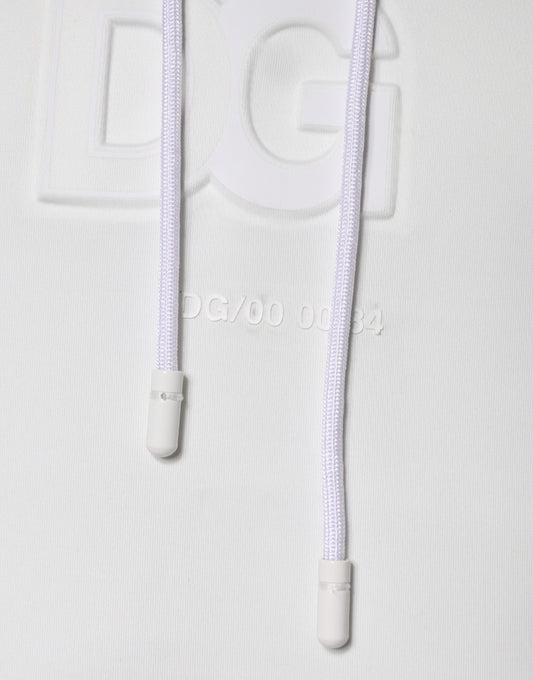White hoodie with purple drawstrings