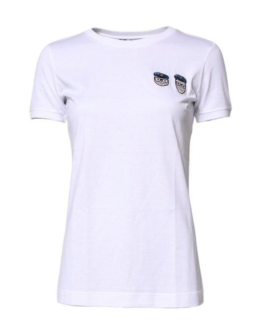 White short sleeve t-shirt with logo on front