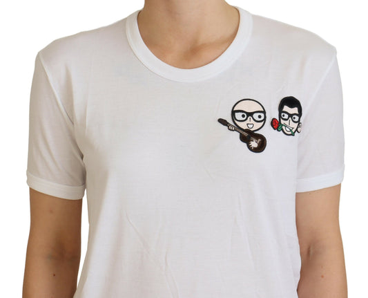 White t-shirt with cartoon graphic on front