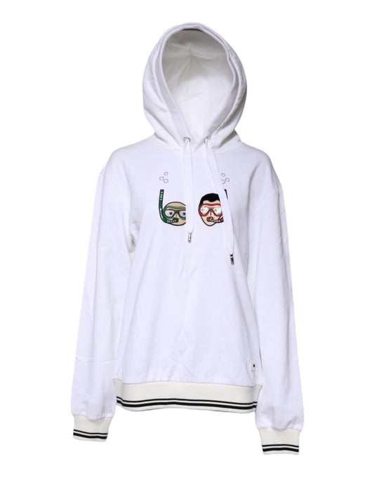 White hoodie with graphic design on front