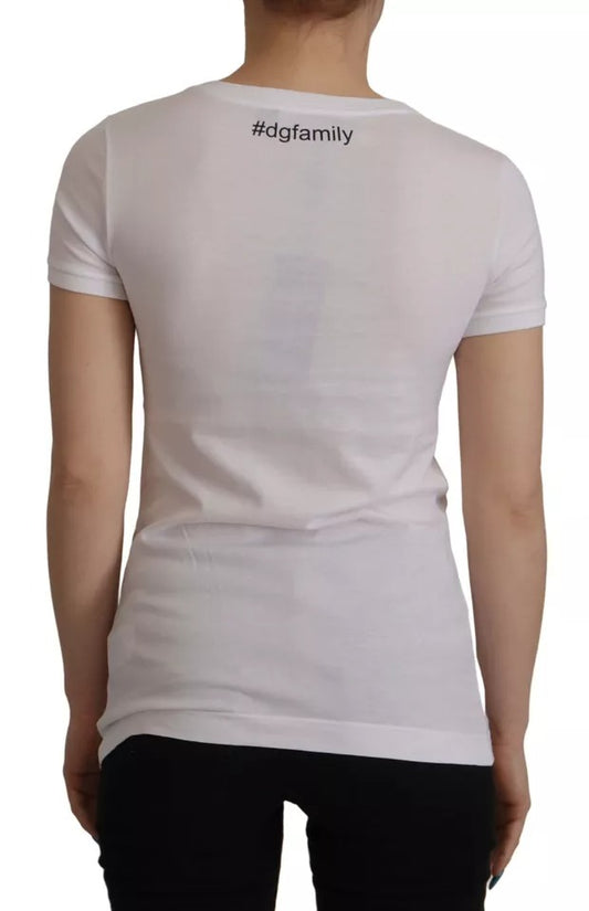 White t-shirt with hashtag on back