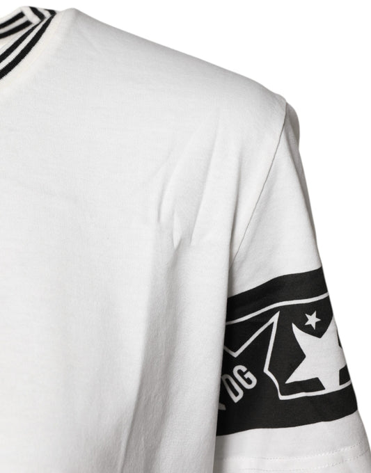 White shirt with black design on sleeve