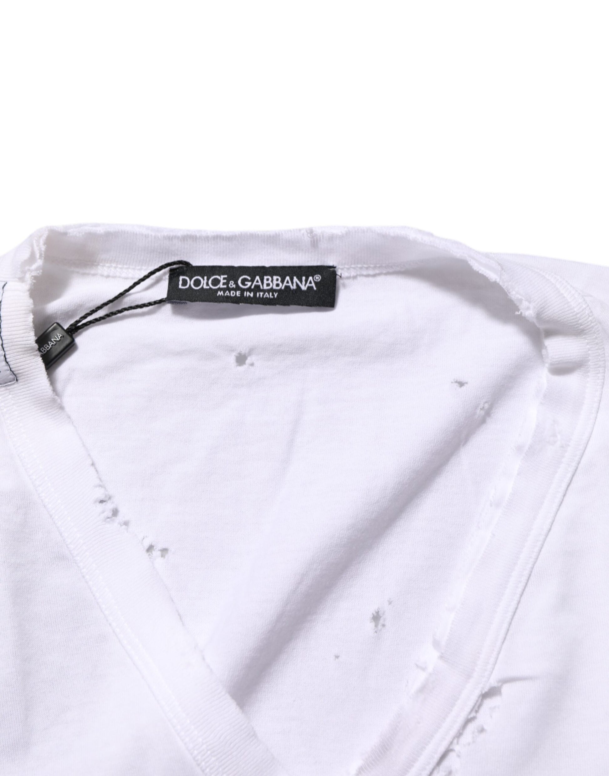 White cotton t-shirt with brand label on neckline