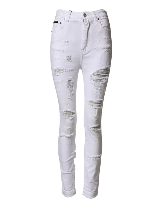 White distressed jeans on a mannequin