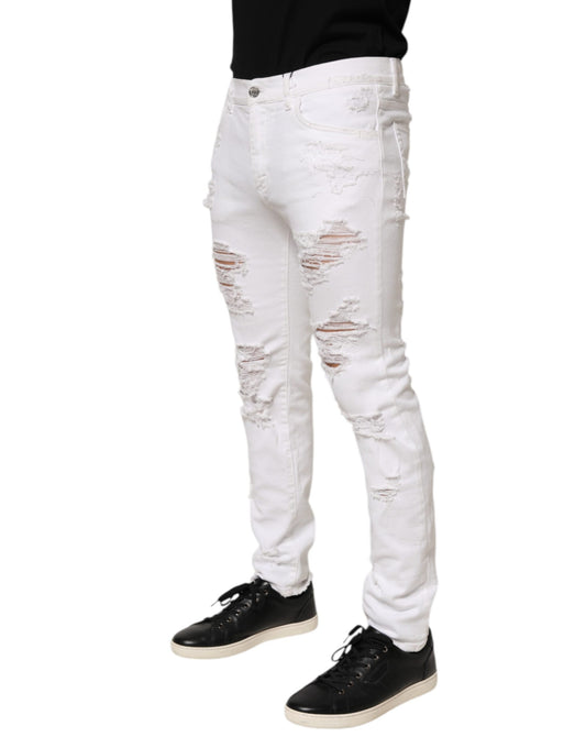White ripped jeans on a person