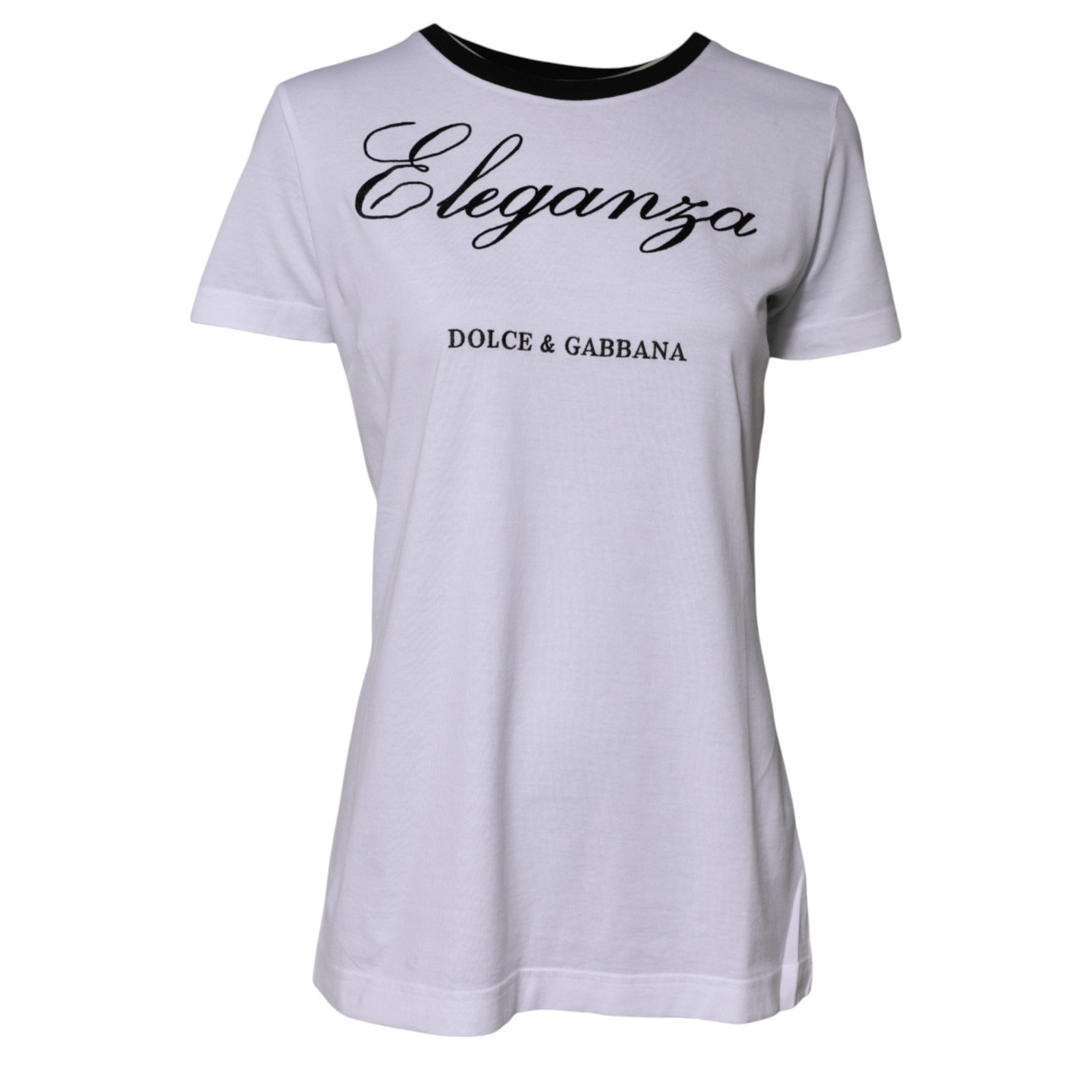 White t-shirt with brand name on front
