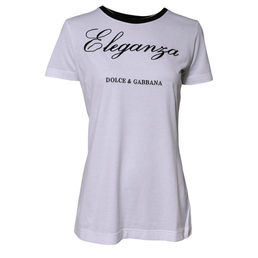 White t-shirt with brand name on front