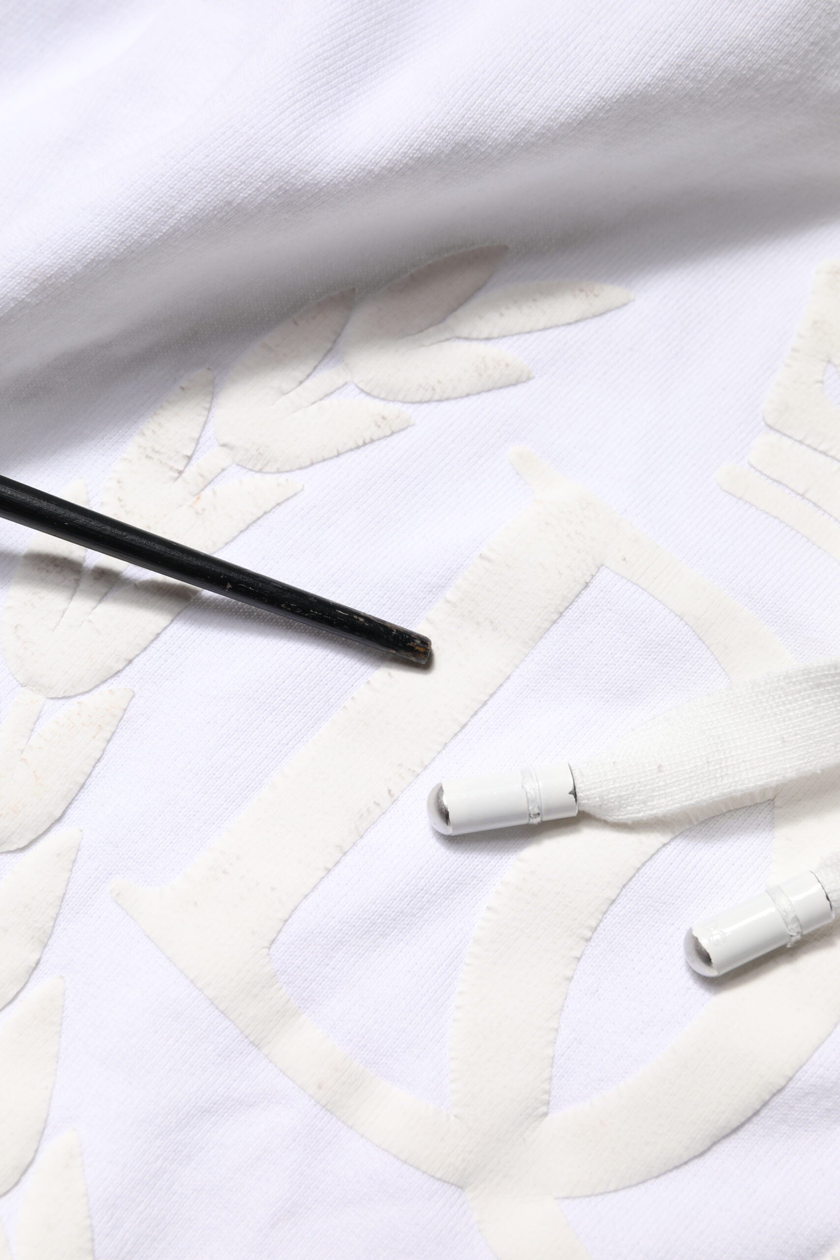 White cloth with embroidery on a table