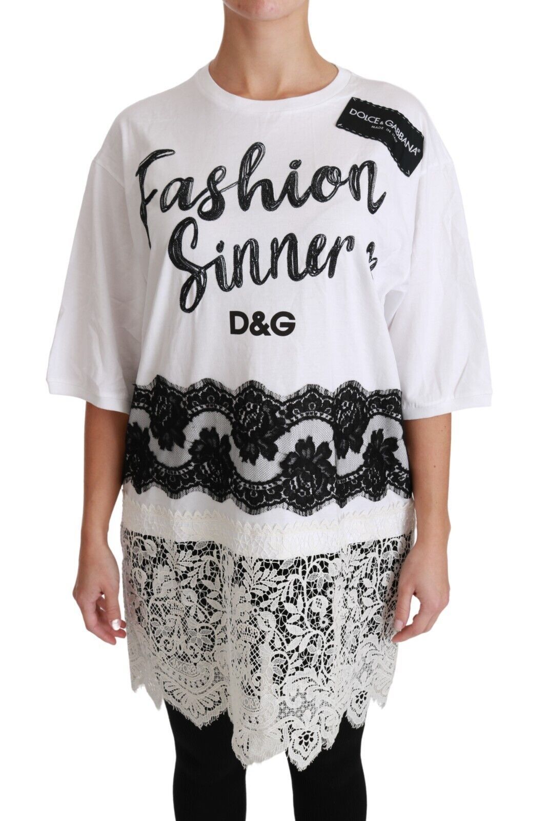 White long sleeve shirt with black lettering and design on front