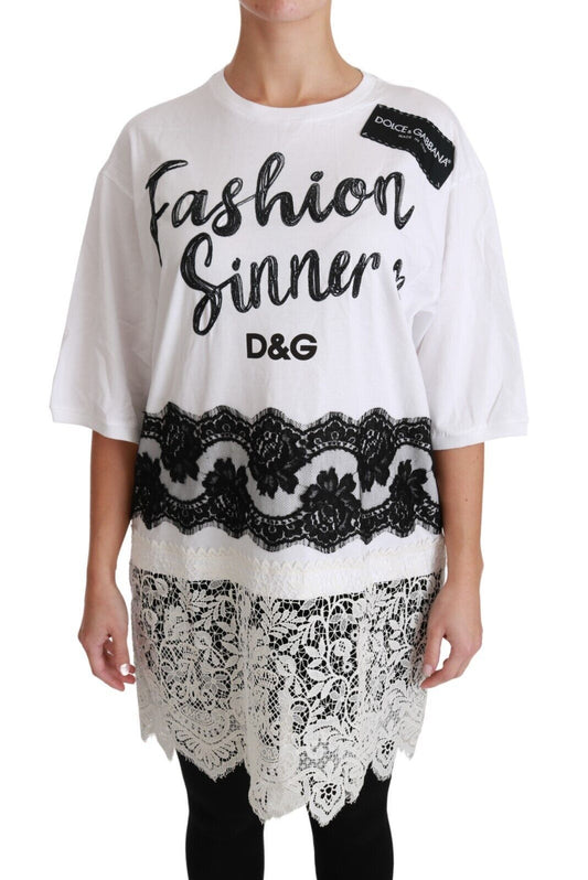 White long sleeve shirt with black lettering and design on front
